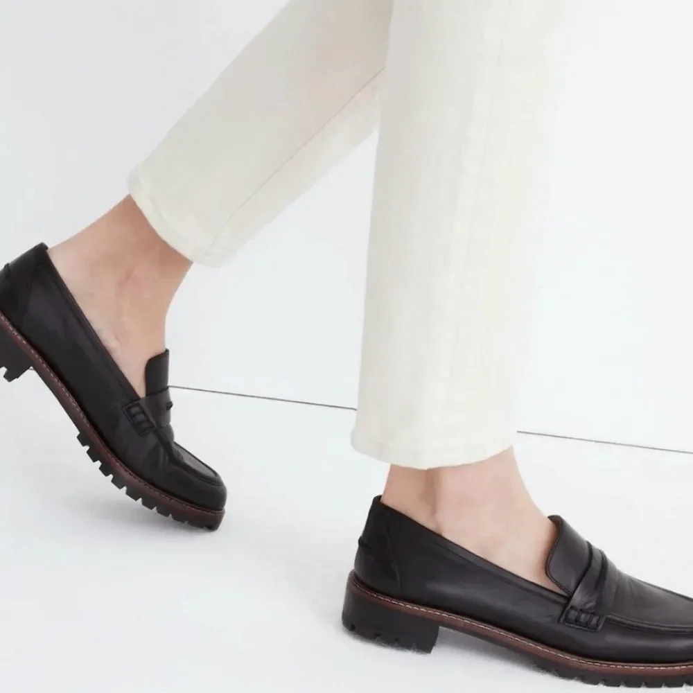Madewell The Corinne Lugsole Loafers in True Black leather.  10